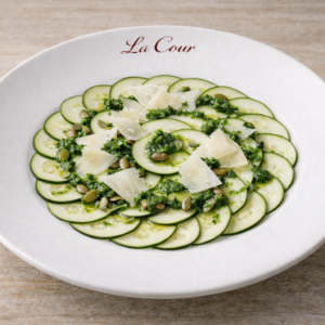 Carpaccio de courgettes et copeaux de parmesan AOP